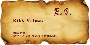 Rikk Vilmos névjegykártya